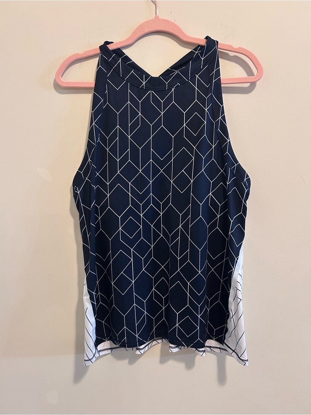 Athleta Navy and White Geometric Strap Tank